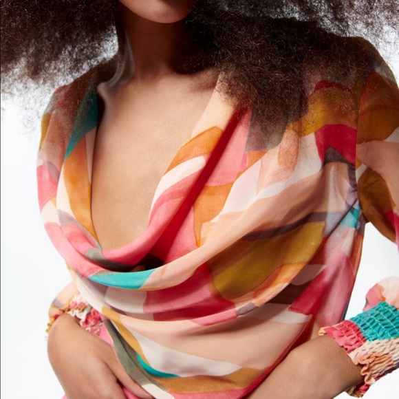 Float Neckline Printed Top - Picture 3 of 4